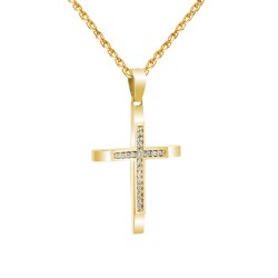 Χρυσός γυναικείος βαπτιστικός σταυρός Κ14 με αλυσίδα